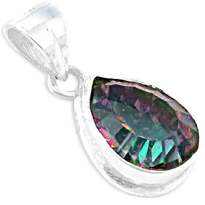 925 silver mystic topaz teardrop pendant for women