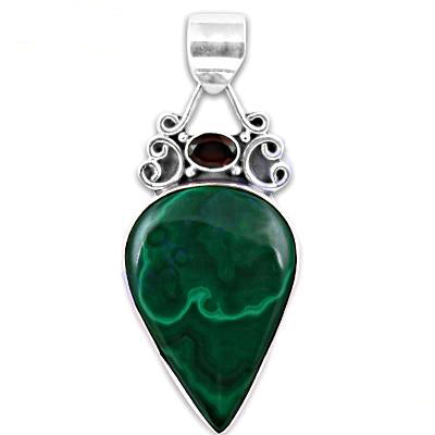 925 Silver Malachite Pendant for Women | Gemstone Jewelry