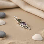 将图像加载到图库查看器中， 925 Sterling Silver Labradorite &amp; Amethyst Pendant for Women
