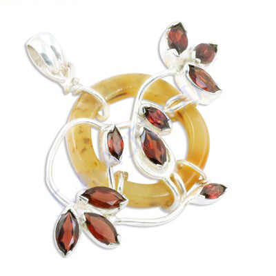 925 Silver Garnet Pendant Necklace for Women | Floral Jewelry