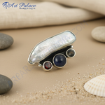 Load image into Gallery viewer, Sterling Silver Pearl &amp; Gemstone Ring for Women
