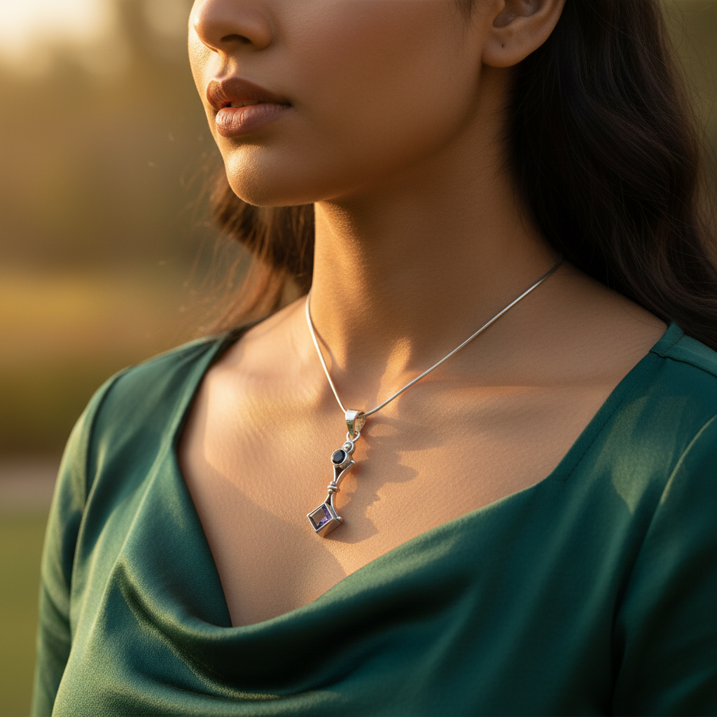 925 Silver Amethyst Pendant Necklace | Women's Elegant Jewelry