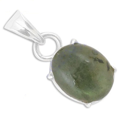 Silver pendant with green gemstone | women's jewelry gift