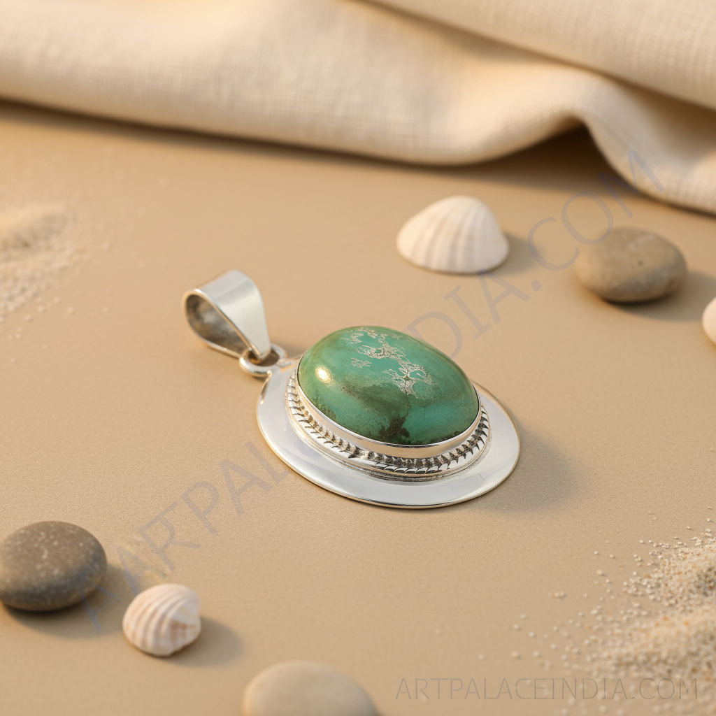 925 Silver Turquoise Pendant | Oval Gemstone Jewelry for Women