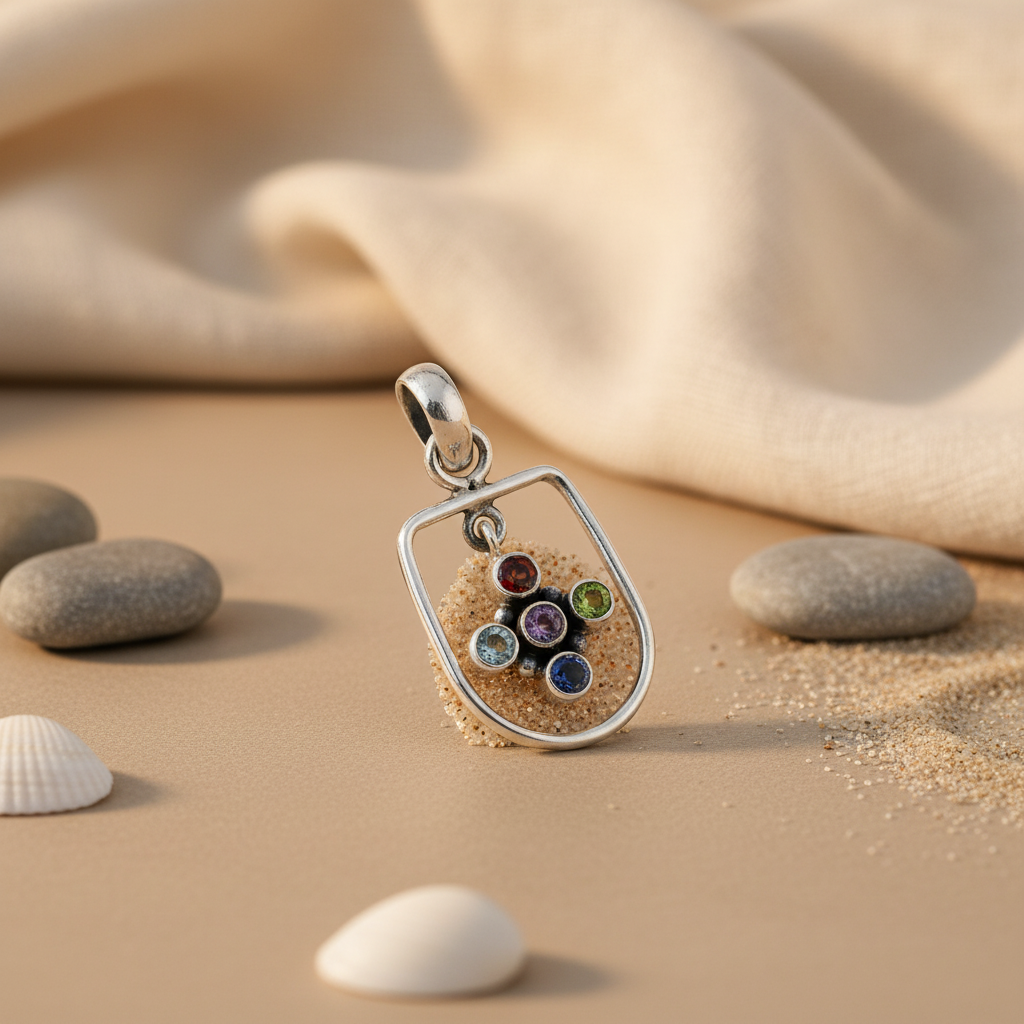 925 Silver Multi-Gemstone Pendant Necklace for Women