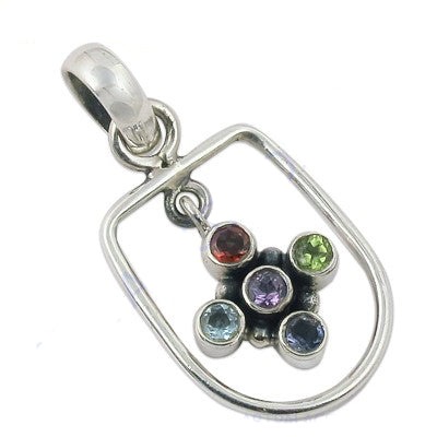 925 silver multi gemstone pendant necklace for women