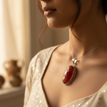 Load image into Gallery viewer, 925 Silver Red Carnelian Pendant for Women | Gemstone Jewelry
