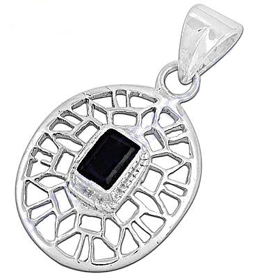 925 silver sapphire pendant necklace | women's openwork jewelry
