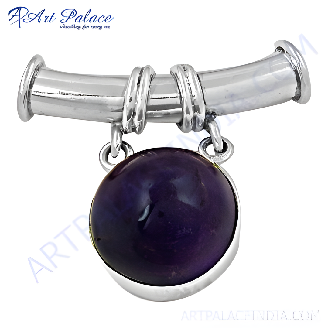 925 sterling silver amethyst gemstone pendant, a purple charm for women.