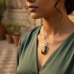 Load image into Gallery viewer, Tiger Eye Stone Oval Pendant | 925 Sterling Silver Pendant for Women
