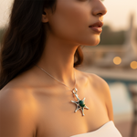 将图像加载到图库查看器中， 925 Sterling Silver Malachite Pendant | Starburst Design | Gift
