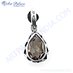 Load image into Gallery viewer, 925 sterling silver teardrop smoky quartz pendant for women. Brown gemstone pendant
