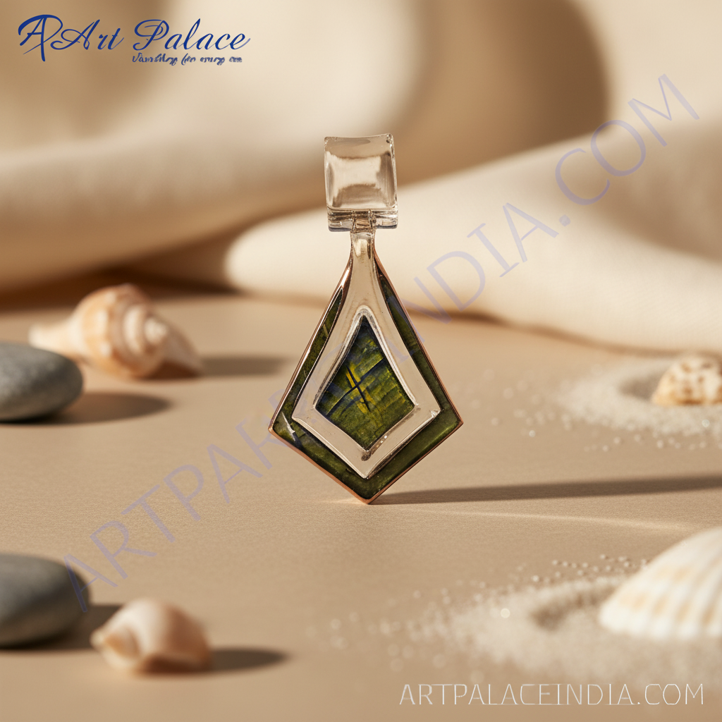 Geometric green stone pendant | unique jewelry for women
