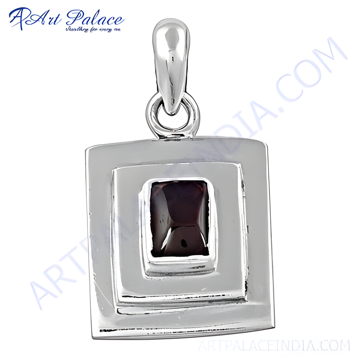925 sterling silver garnet pendant | square gemstone jewelry