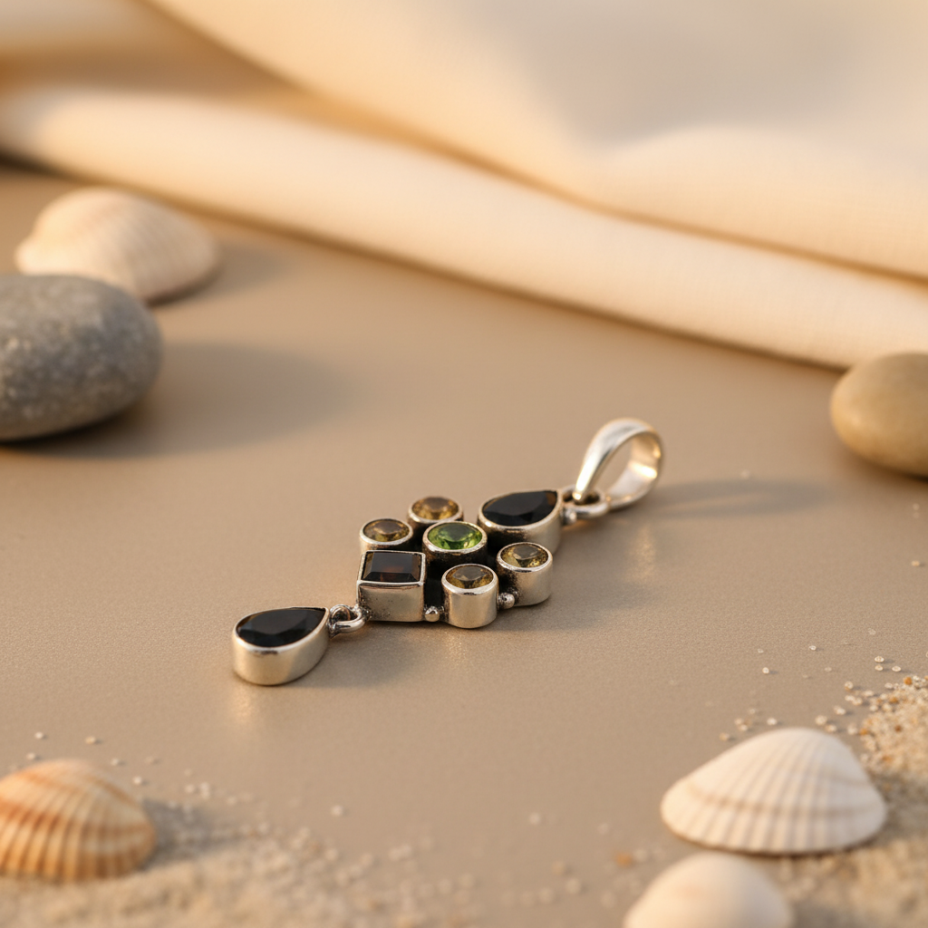 925 Silver Multi-Gemstone Pendant for Women | Fine Jewelry