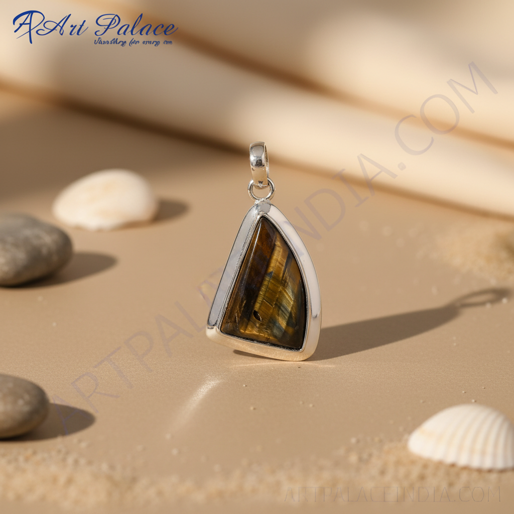 Silver Tiger's Eye Pendant | Natural Gemstone Jewelry for Women
