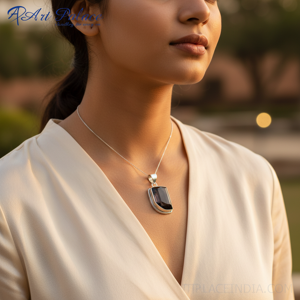 925 Sterling Silver Smoky Quartz Pendant | Women's Gift