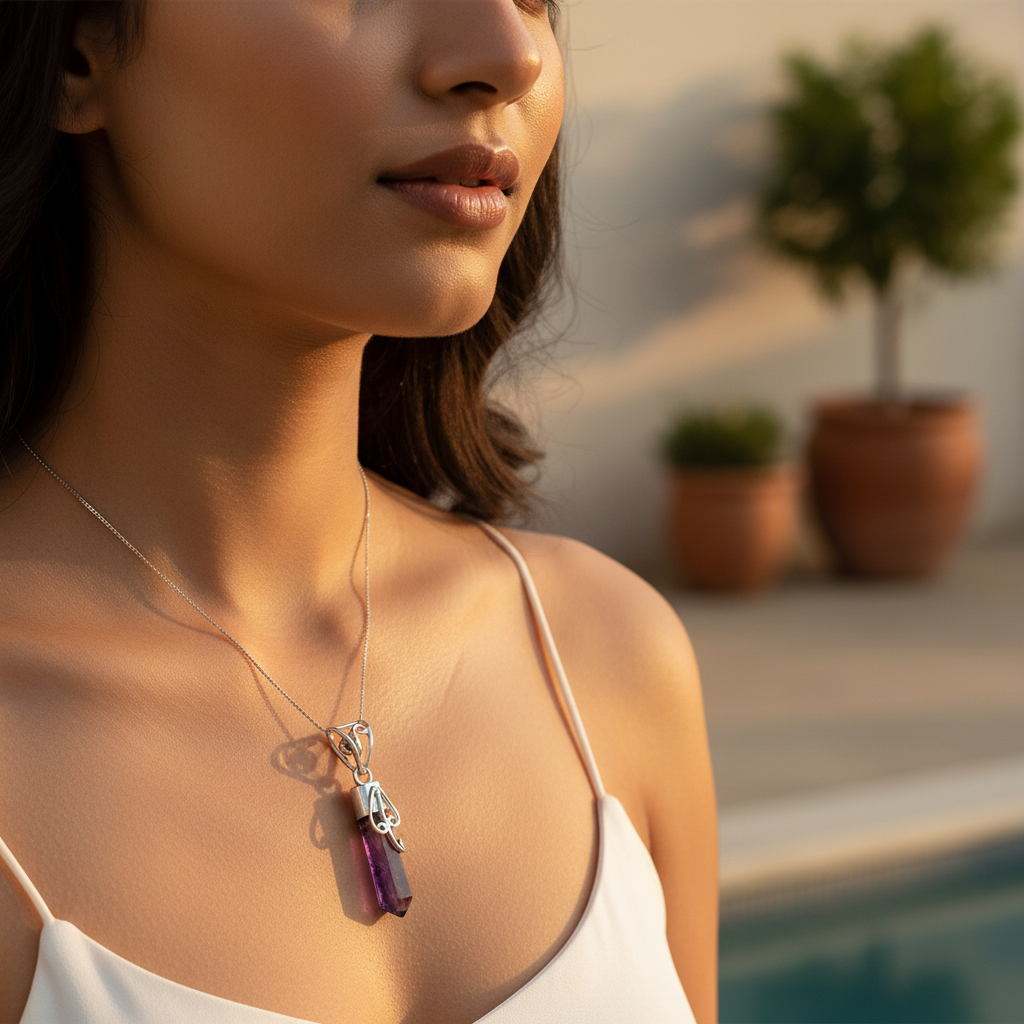 925 Silver Amethyst Pendant for Women | Gemstone Jewelry