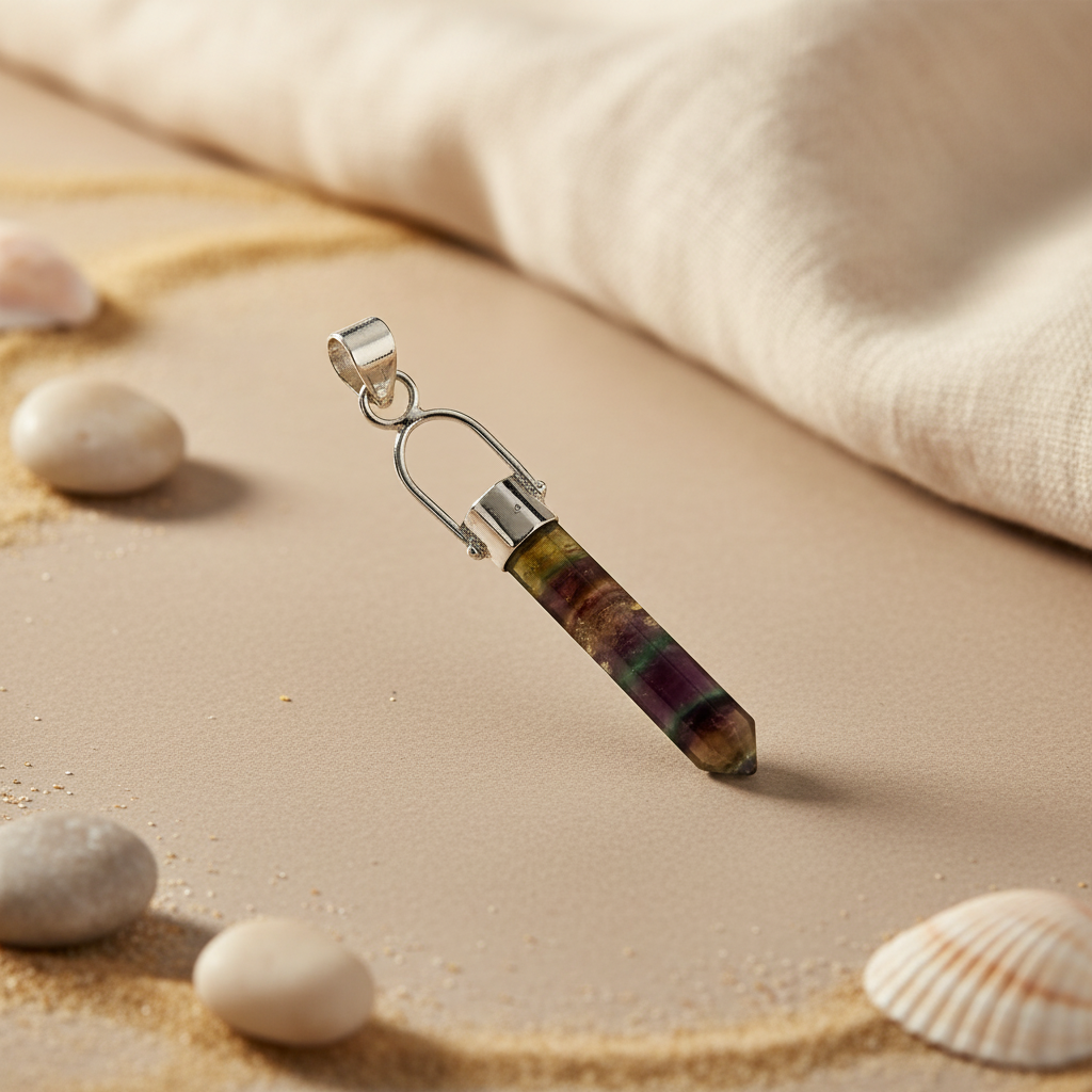 Silver Fluorite Pendant | Natural Gemstone Jewelry for Women