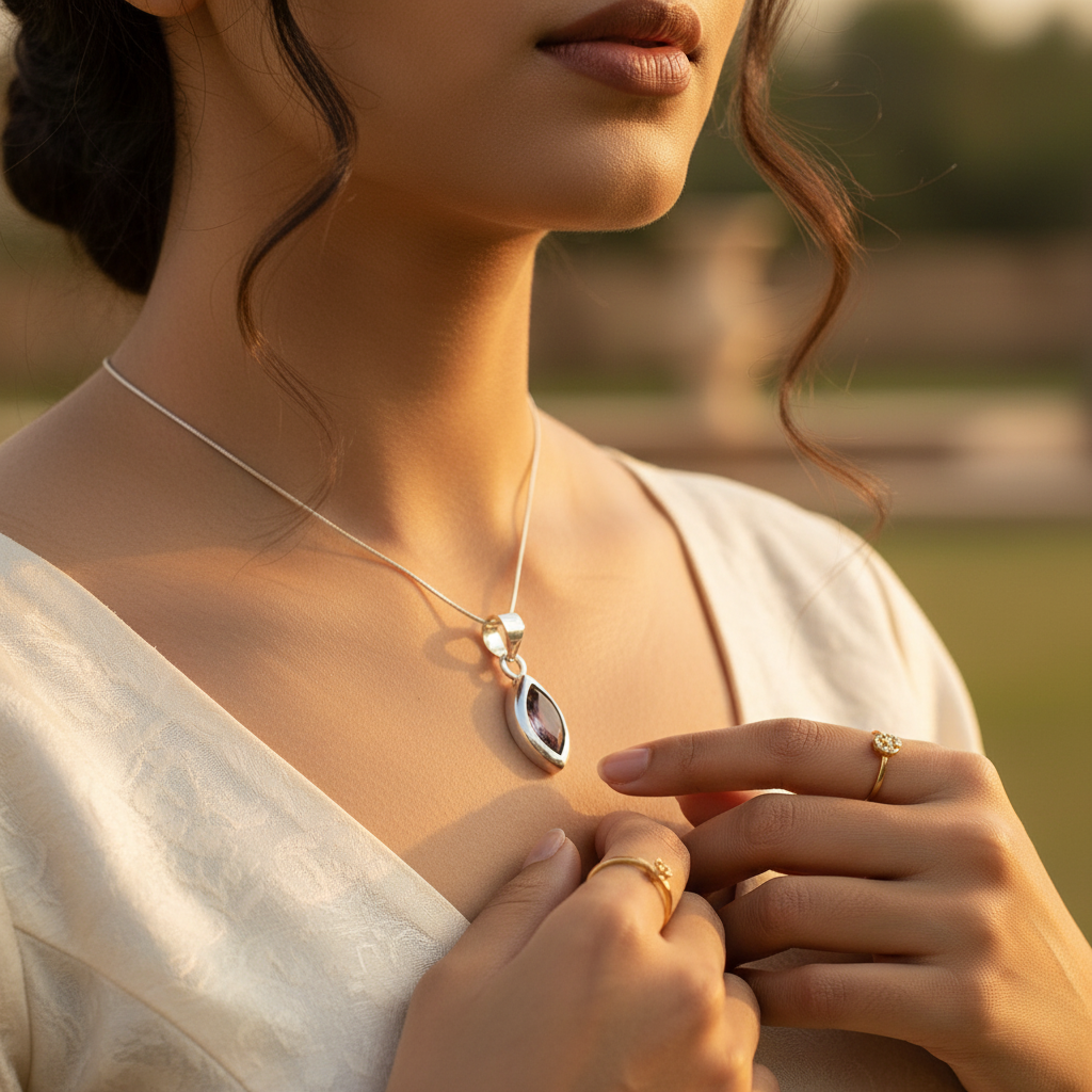 925 Silver Amethyst Pendant for Women | Gemstone Jewelry