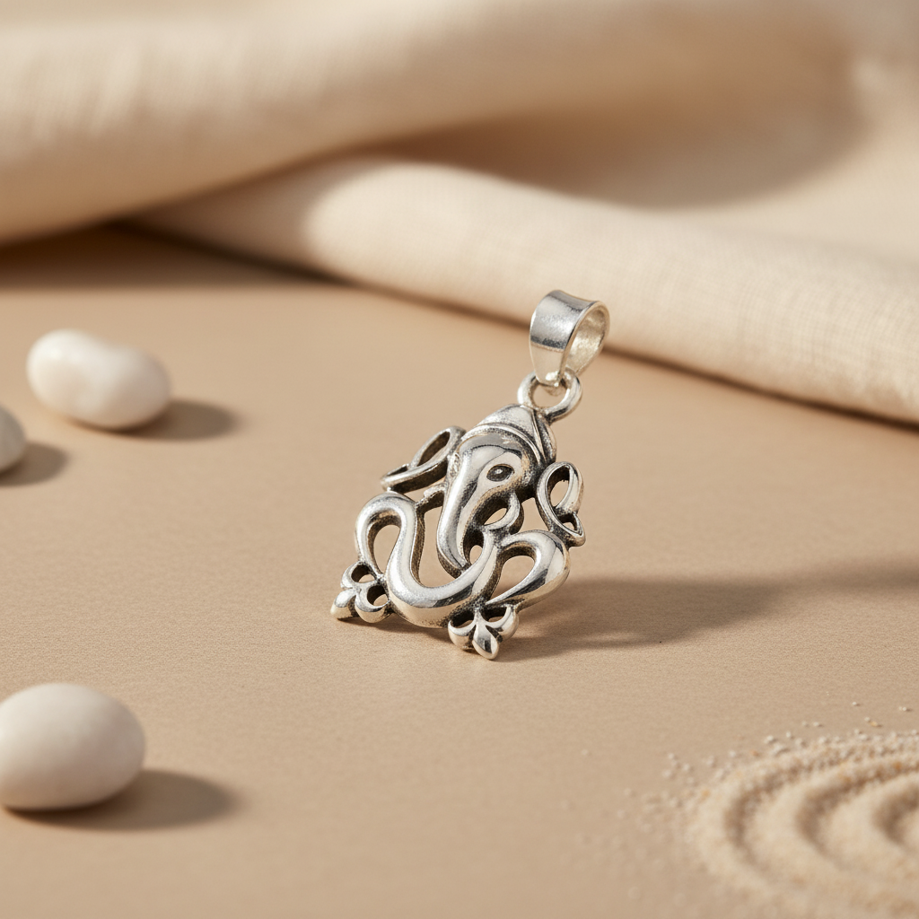925 Silver Ganesha Pendant | Indian Religious Jewelry Gift