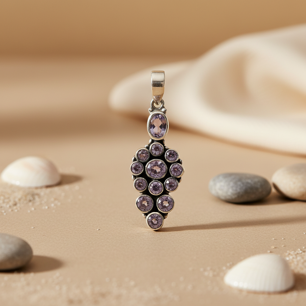 925 Silver Amethyst Pendant for Women | Gemstone Jewelry