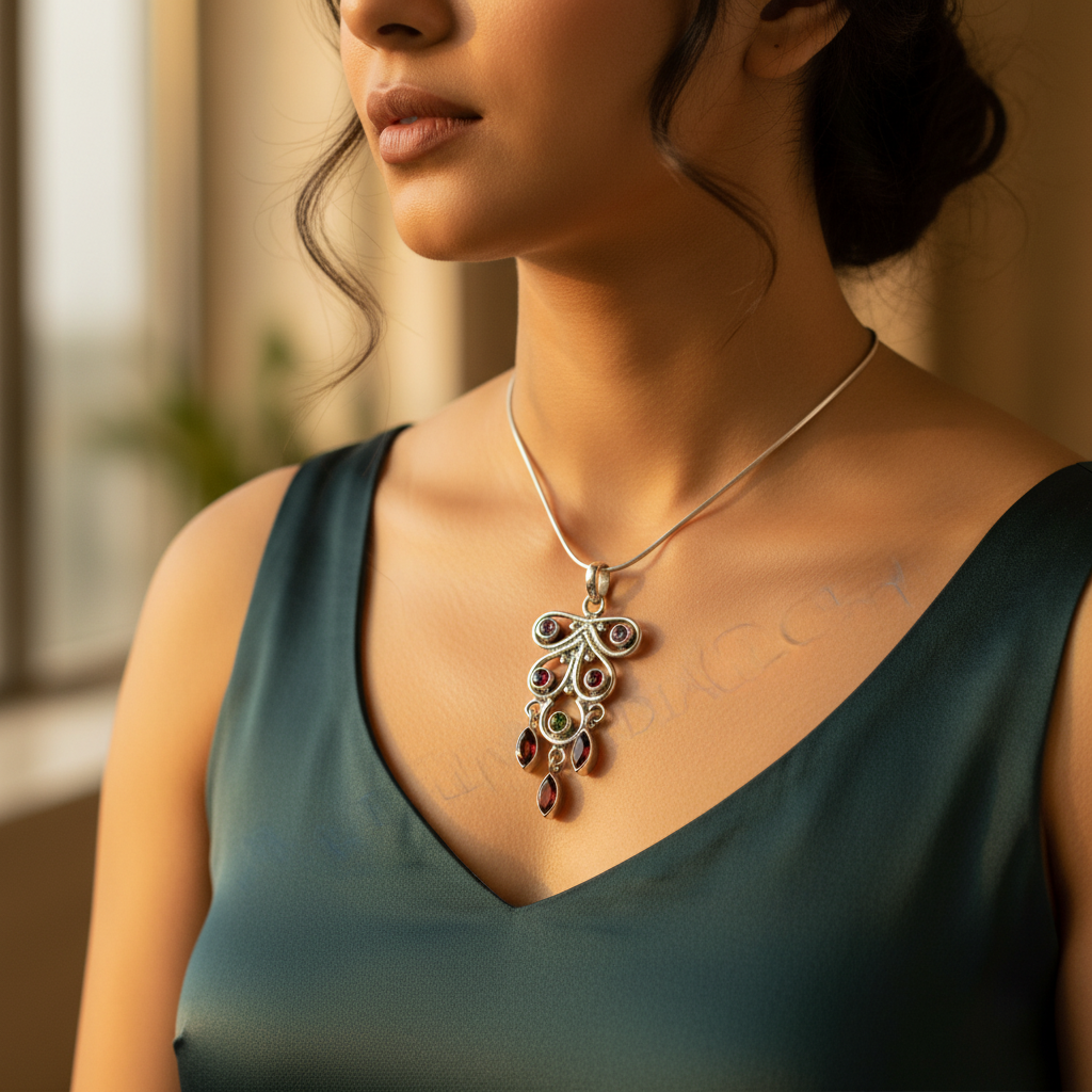 925 Silver Garnet Pendant Necklace for Women | Gift Jewelry