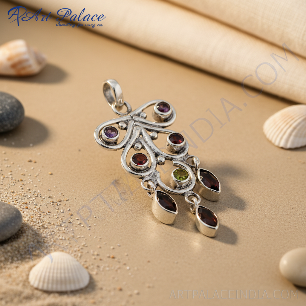 925 silver garnet pendant necklace for women | gift jewelry