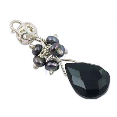 925 silver black onyx pearl pendant for women | daily wear gift