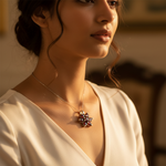 Load image into Gallery viewer, Silver Garnet Flower Pendant | Women's Red Gemstone Jewelry
