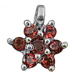 Load image into Gallery viewer, Silver Garnet Flower Pendant | Women's Red Gemstone Jewelry
