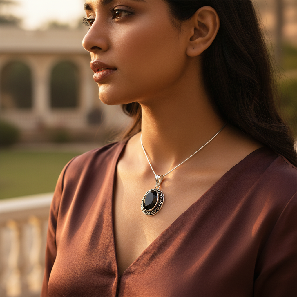 925 Sterling Silver Black Onyx Pendant for Women | Gemstone Jewelry