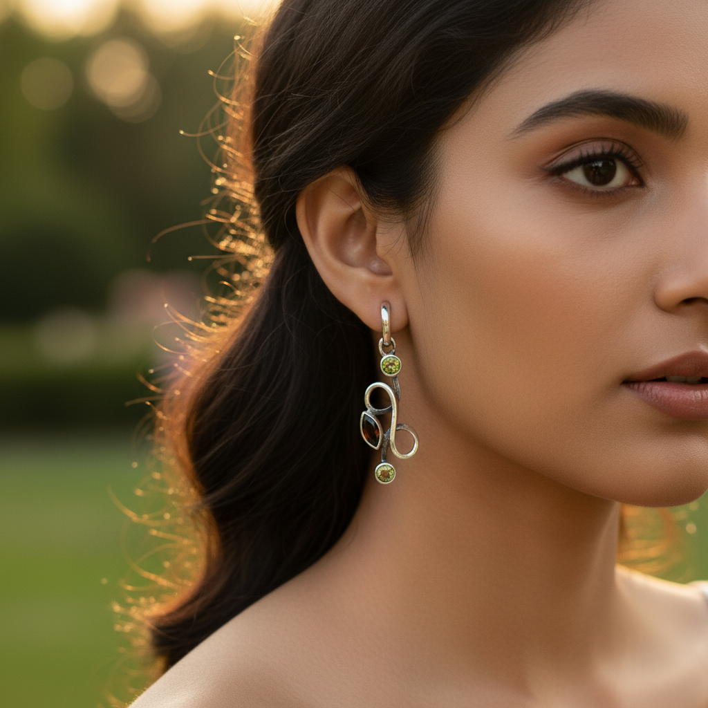 925 Silver Peridot & Garnet Pendant | Women's Fine Jewelry