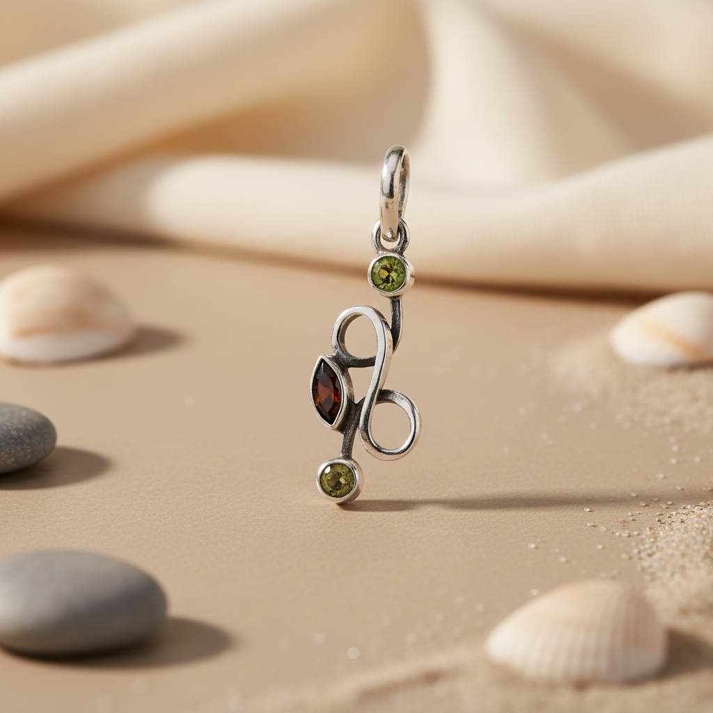 925 Silver Peridot & Garnet Pendant | Women's Fine Jewelry