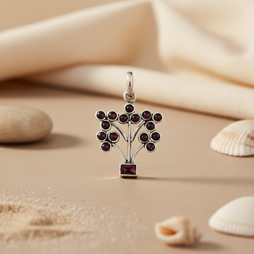 925 Silver Garnet Pendant Necklace for Women | Daily Wear