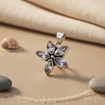 将图像加载到图库查看器中， 925 Silver Amethyst Flower Pendant for Women | Gemstone Jewelry
