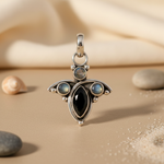将图像加载到图库查看器中， 925 Silver Onyx &amp; Moonstone Pendant for Women | Gemstone Jewelry
