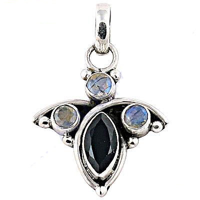 925 Silver Onyx & Moonstone Pendant for Women | Gemstone Jewelry