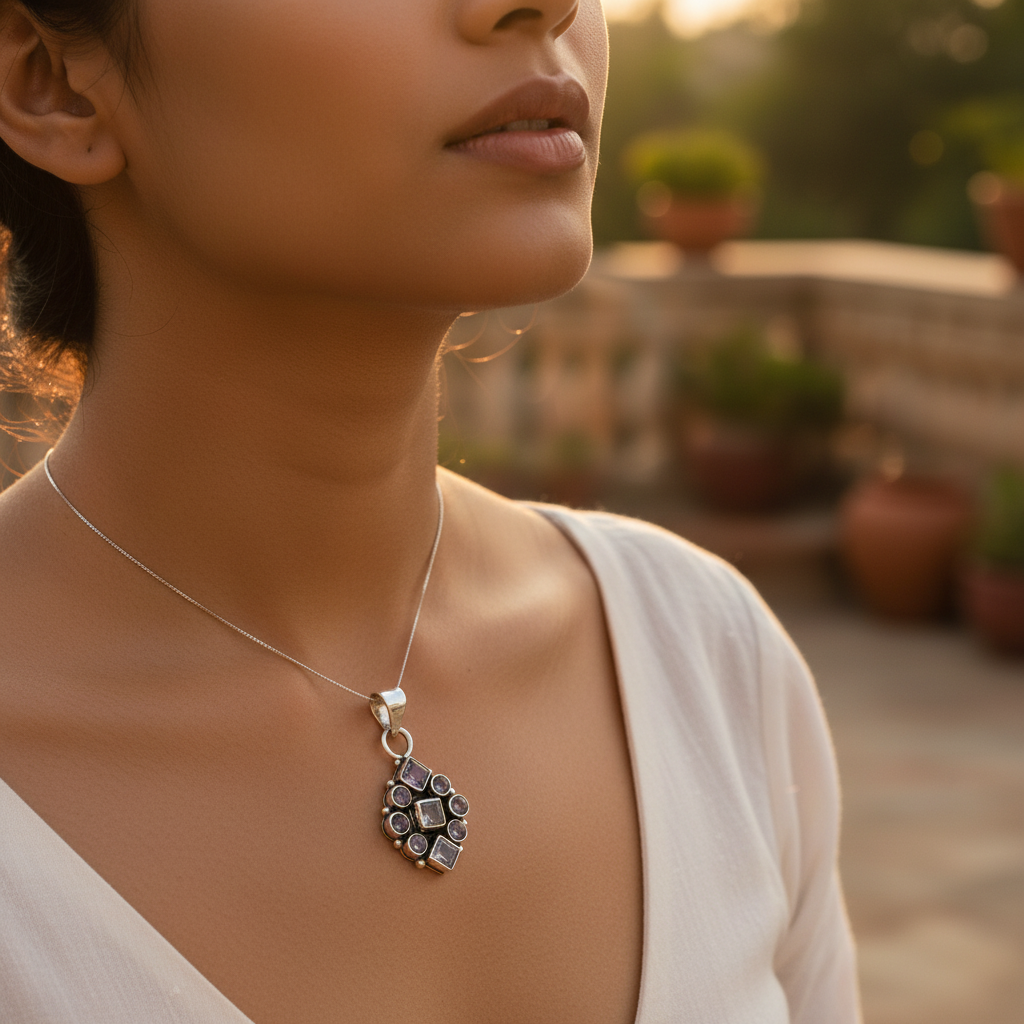 925 Silver Amethyst Pendant for Women | Gemstone Jewelry