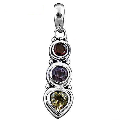 925 silver multi gemstone pendant for women | daily wear