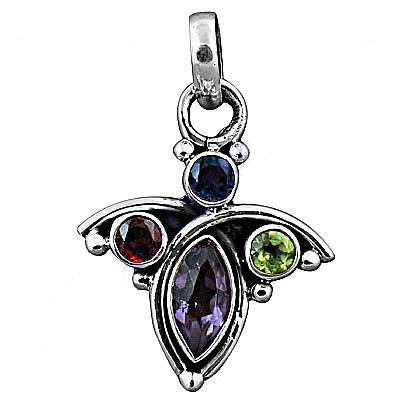 925 Silver Multi Gemstone Pendant for Women | Daily Wear Jewelry