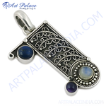 Load image into Gallery viewer, 925 sterling silver gemstone pendant with a unique boho design featuring three gemstones
