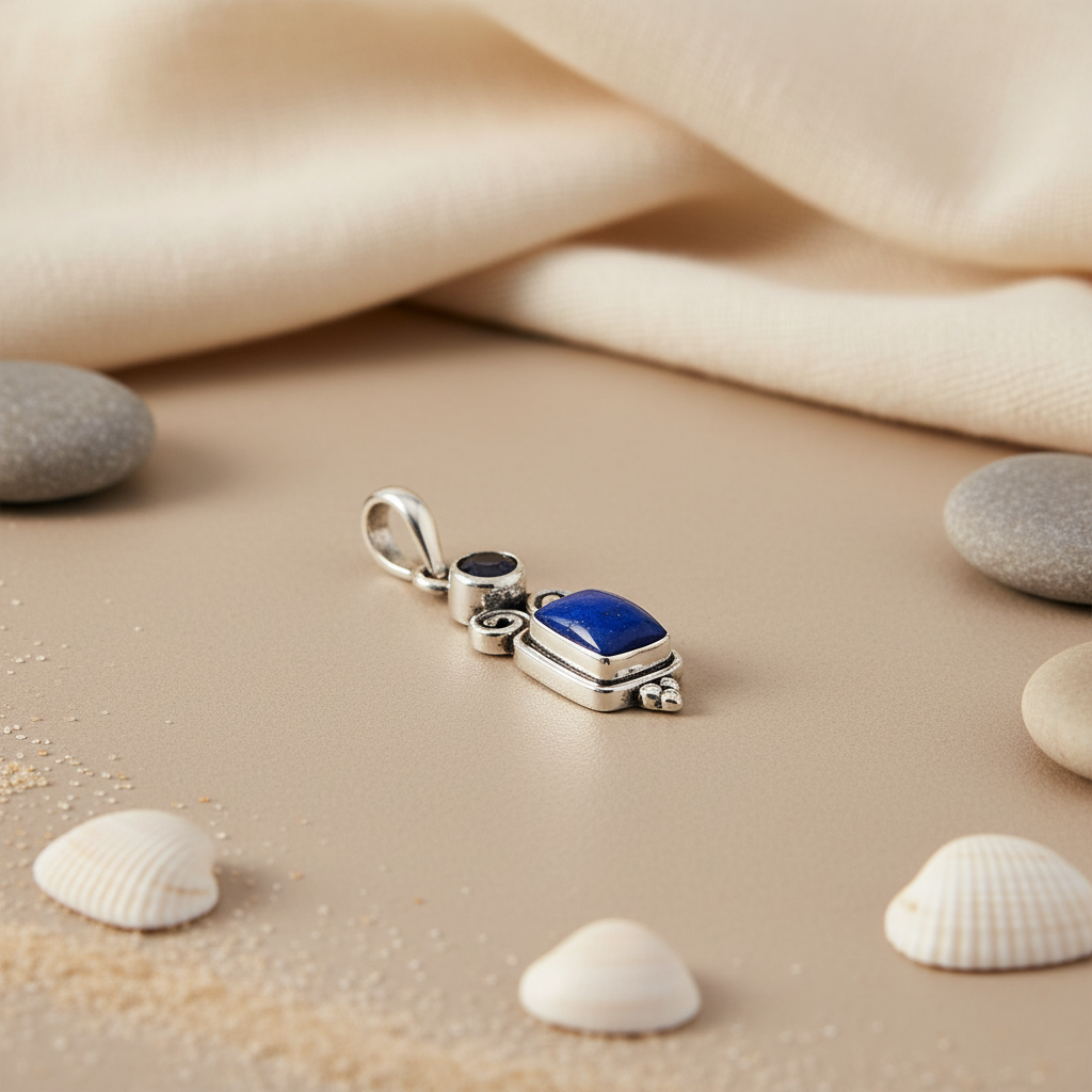 925 Silver Blue Stone Pendant for Women | Daily Wear Necklace
