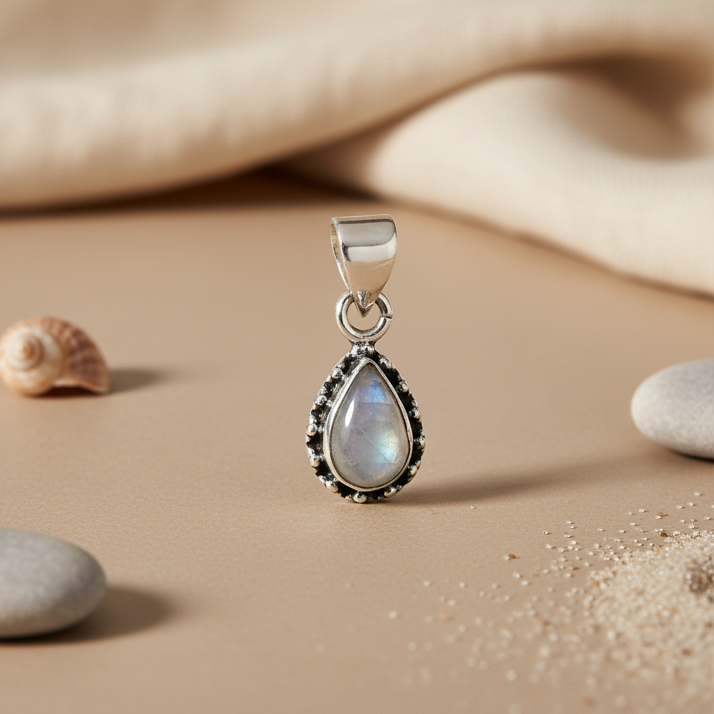 925 Silver Moonstone Teardrop Pendant for Women | Gemstone Jewelry