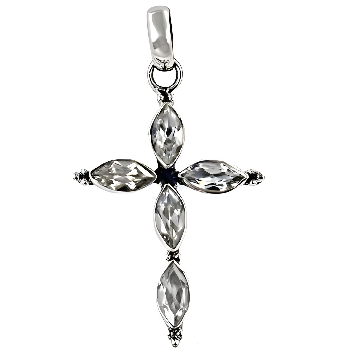 Classic Cubic Zirconia Gemstone Silver Cross Pendant Cross Pendants Fashion Cz Pendants