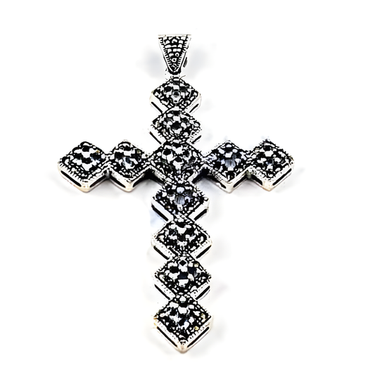 Stunning Unique Cubic Zirconia Gemstone Silver Cross Pendant - Shop Now