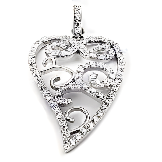 Designer Leaf Style Cubic Zirconia Gemstone Silver Pendant