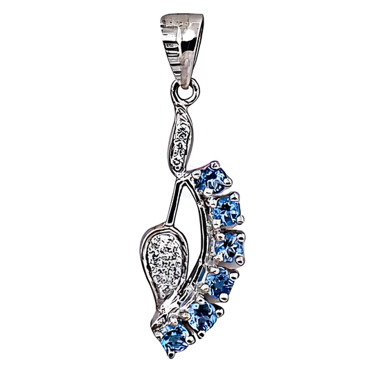 Graceful Glamours Blue Topaz & Cubic Zirconia Gemstone Silver Pendant