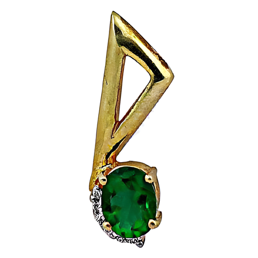 Royal Green Aventurine & Cubic Zirconia Gemstone Silver Gold Plated Pendant