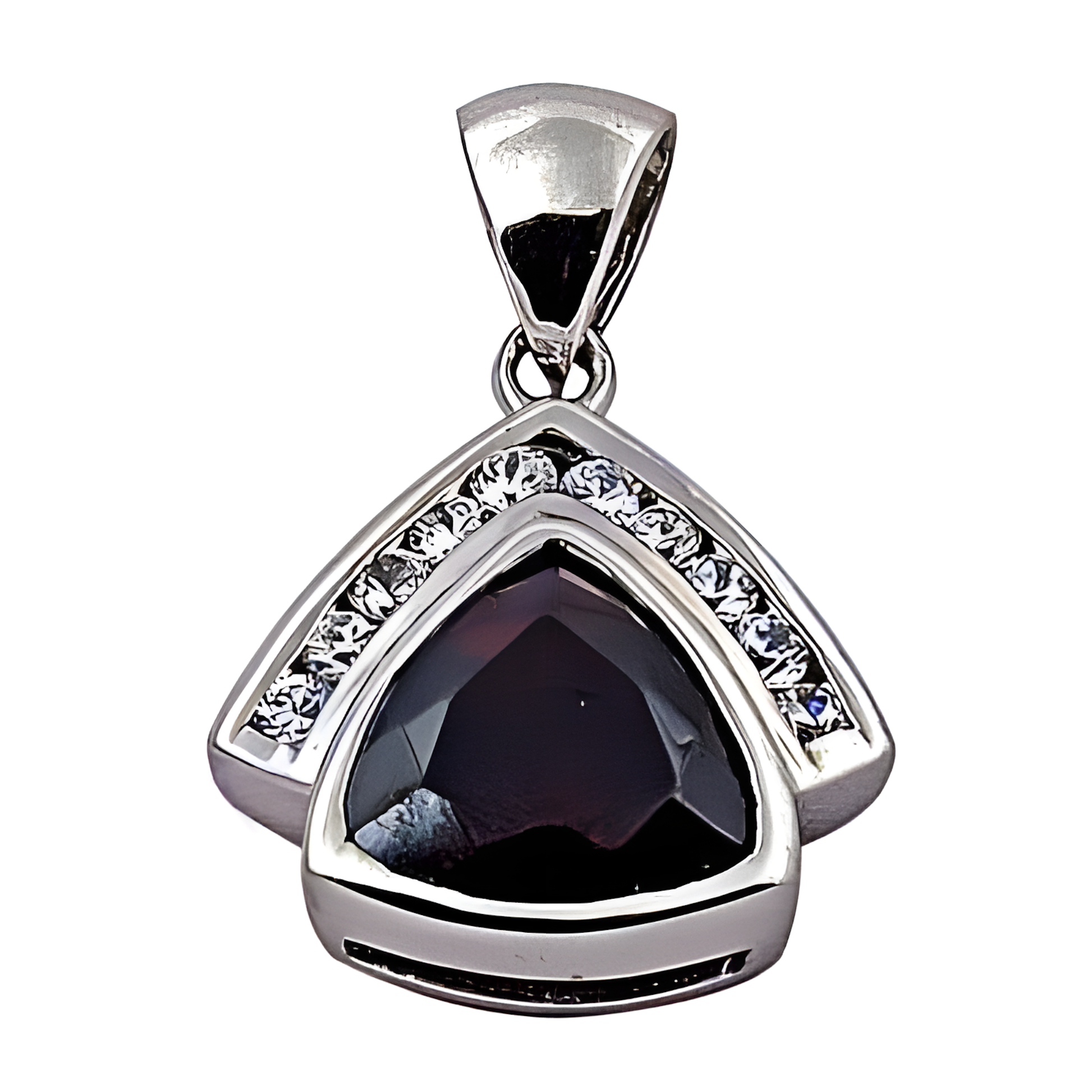 Hot Garnet & Cubic Zirconia Gemstone Silver Pendant